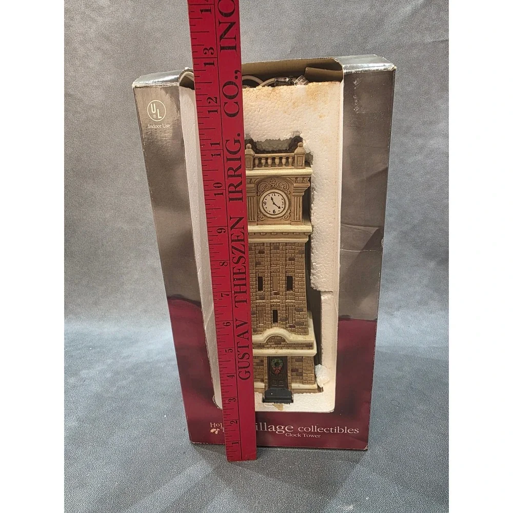 Holiday Time Christmas Village Clock Tower Lighted Building P7023 Brown Brick